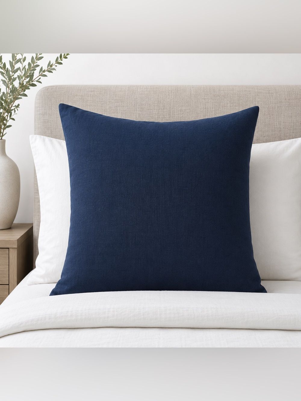 West Elm Linen Euro Pillow Cover 26" Midnight Navy Blue